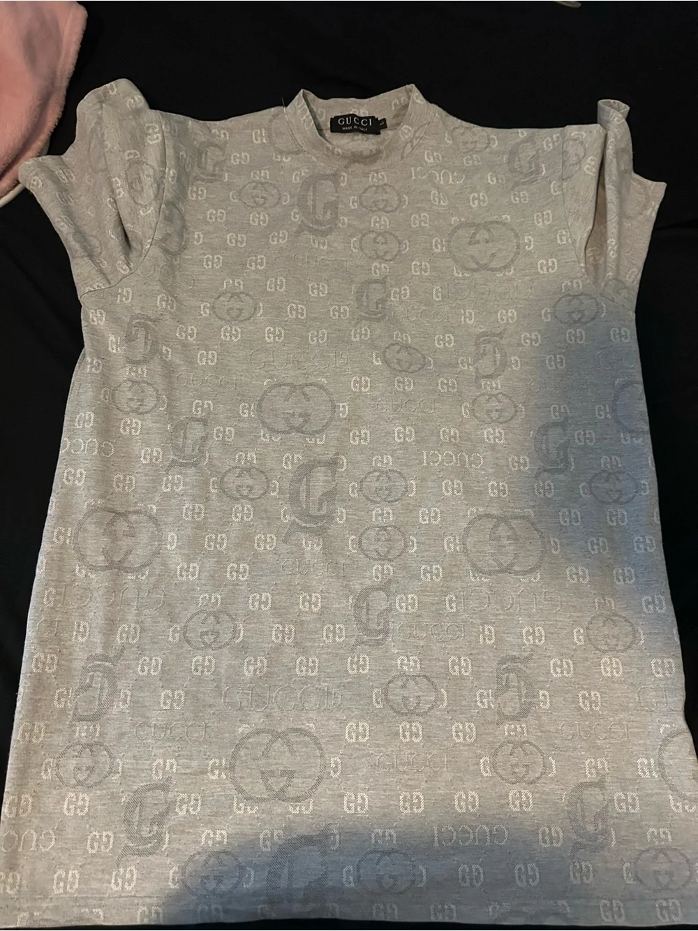 Gucci Light Gray Jacquard Logo Tee